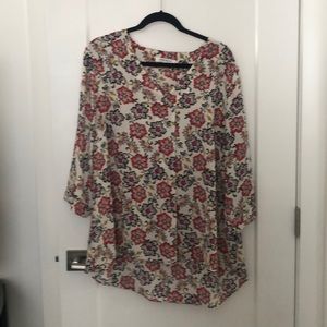 Rose and Olive White and Red Floral Blouse